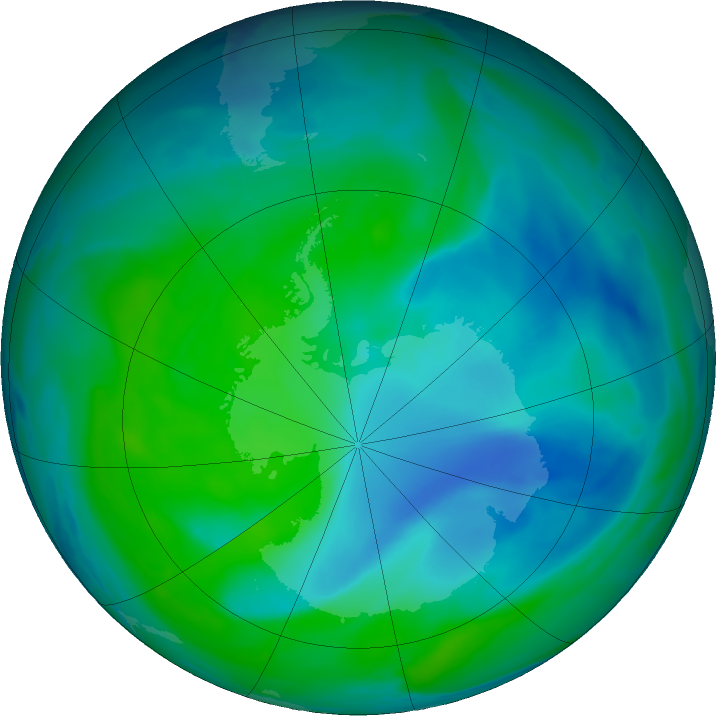 Antarctic ozone map for 23 December 2021